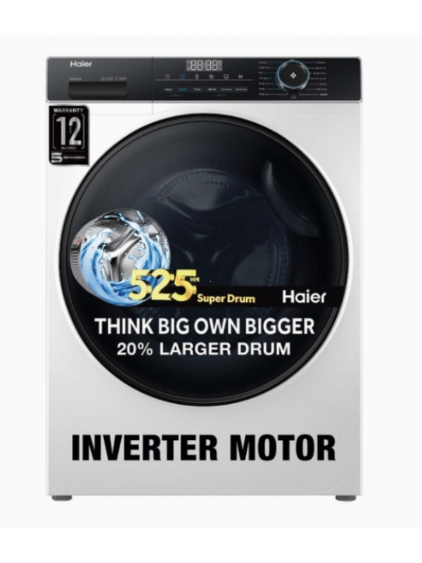 Washing Machine: Haier 8 Kg 5 Star Inverter Motor Fully Automatic Front Load Washing Machine Appliance (HW80-IM12929C, 525 Super Drum, Puri Steam, 2023 Model, White)